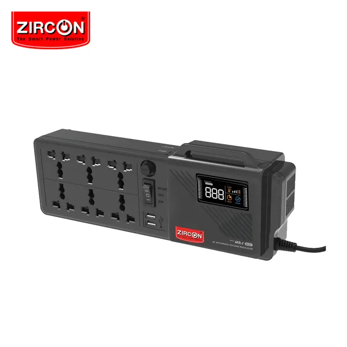 Zircon เครื่องปรับแรงดันไฟฟ้าอัตโนมัติทรงปลั๊กราง STABILIZER MODEL HR-1 ECO 1000VA 6SOCKET 2USB